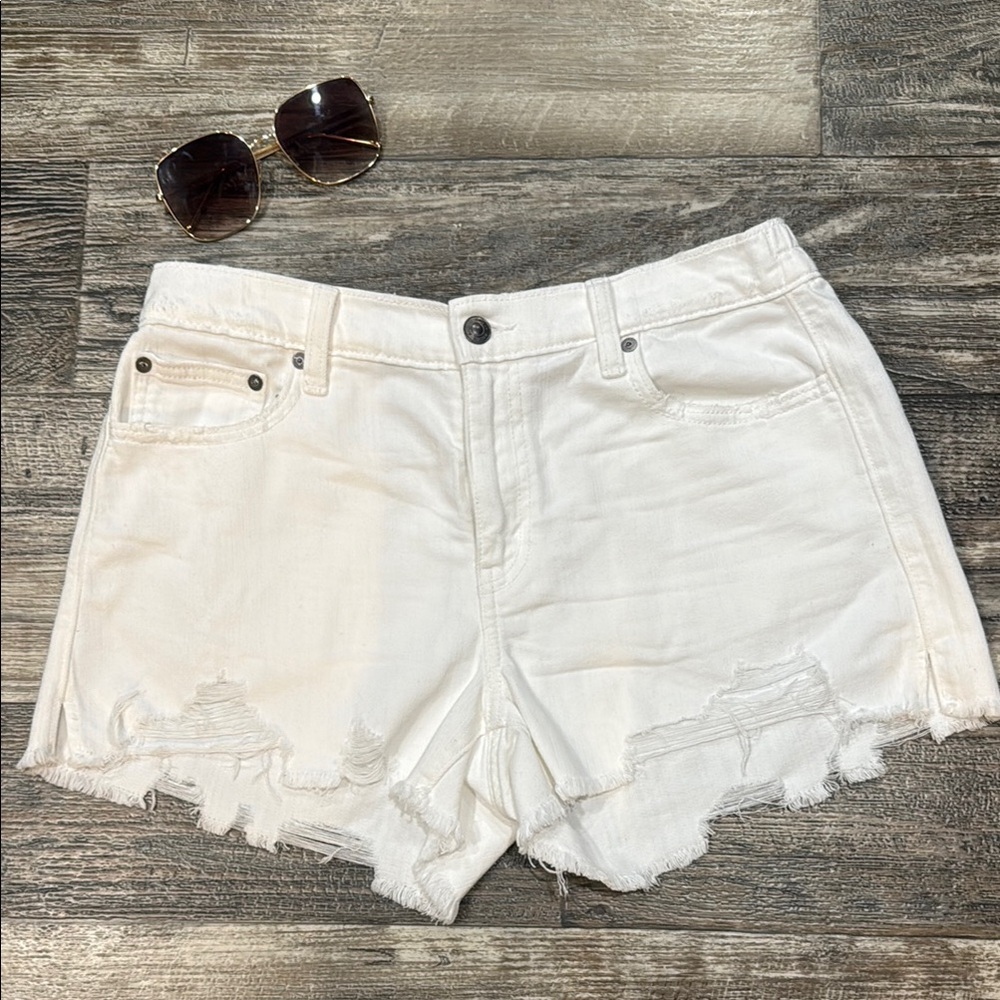 Aerie White Distressed Jean Shorts